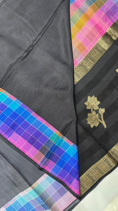 Multi Checks Banaras Tissue Silk Saree
