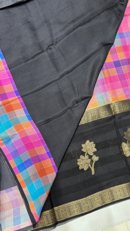 Multi Checks Banaras Tissue Silk Saree