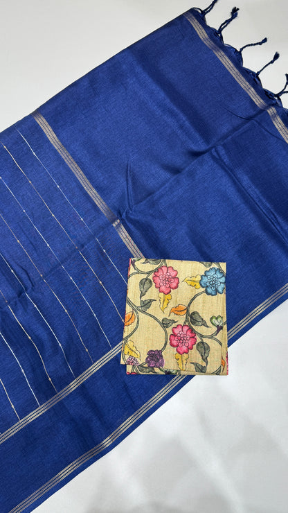 Semi Tussar Saree with Kalamkari Blouse