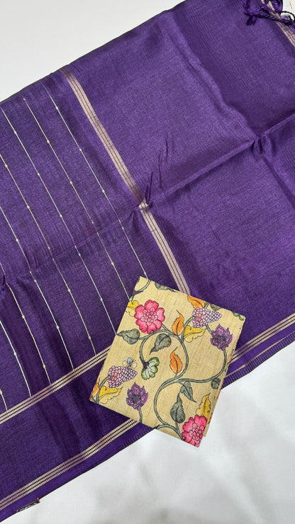 Semi Tussar Saree with Kalamkari Blouse