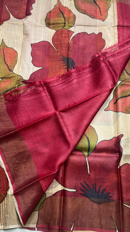 Handloom Pure Tussar Silk Saree