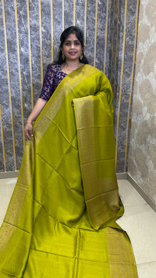 Semi Raw Silk Saree with Antique Zari Borders