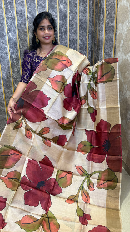 Handloom Pure Tussar Silk Saree