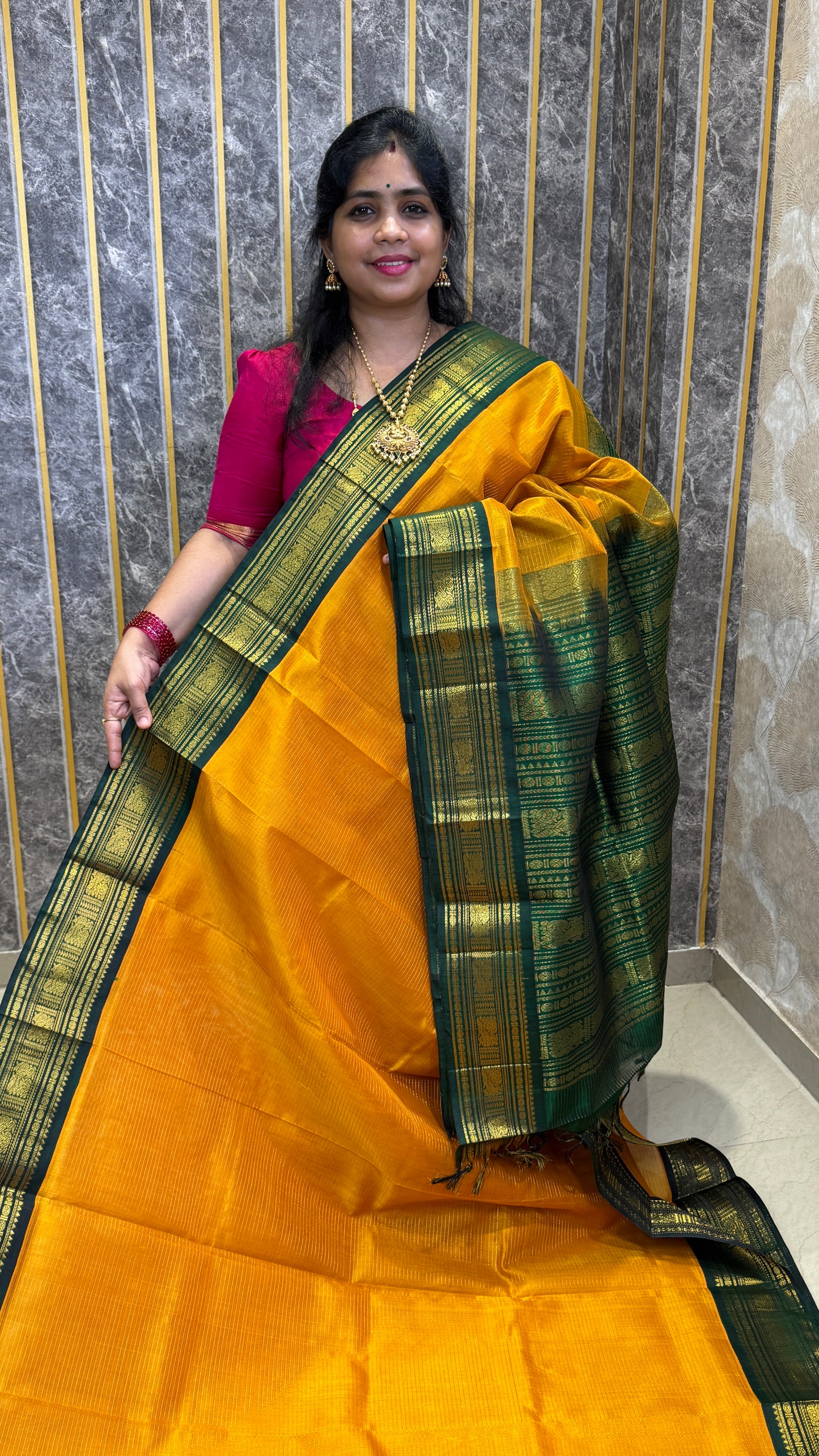 Vairoosi Pure Silk Cotton Saree with Korvai Border