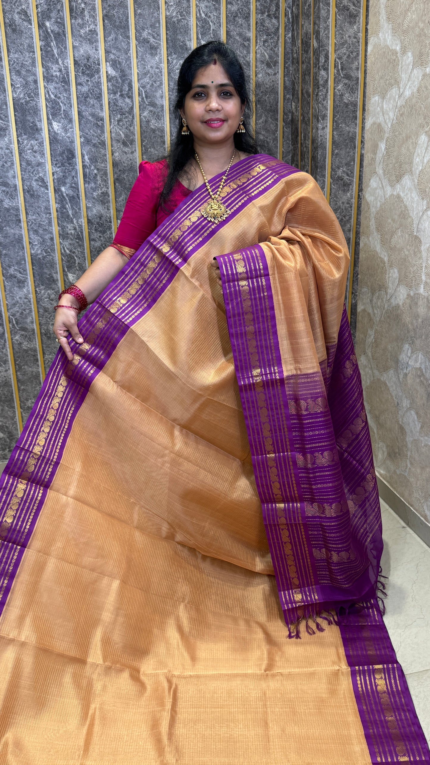 Vairoosi Pure Silk Cotton Saree with Korvai Border