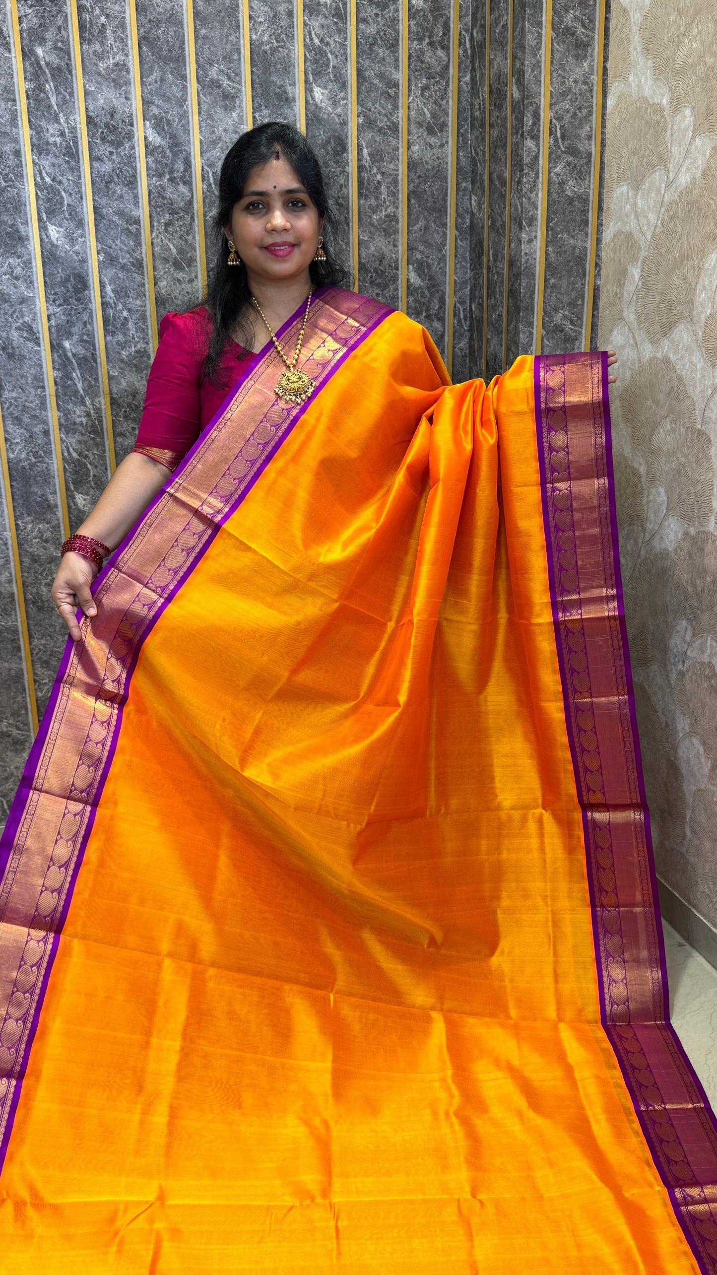 Plain Pure Silk Cotton Saree with Korvai Border