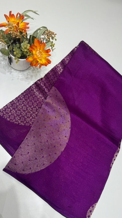 Borderless Tussar Georgette Saree