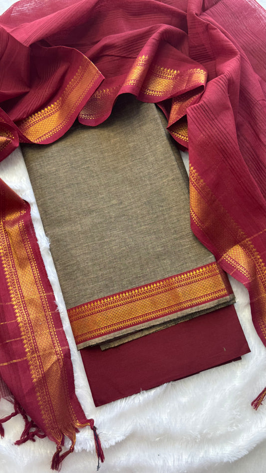 Mangalgiri cotton 3piece Unstitched salwar suit