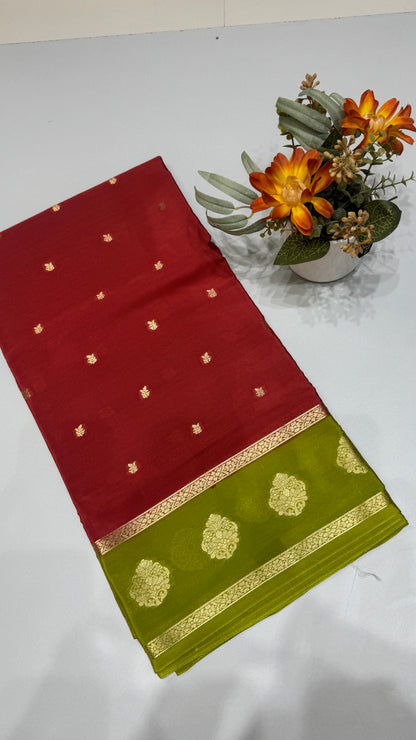Checks Semi Mysore Silk Saree