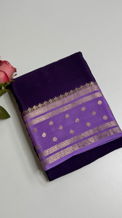 Semi Mysore Crepe with Gap Border Saree