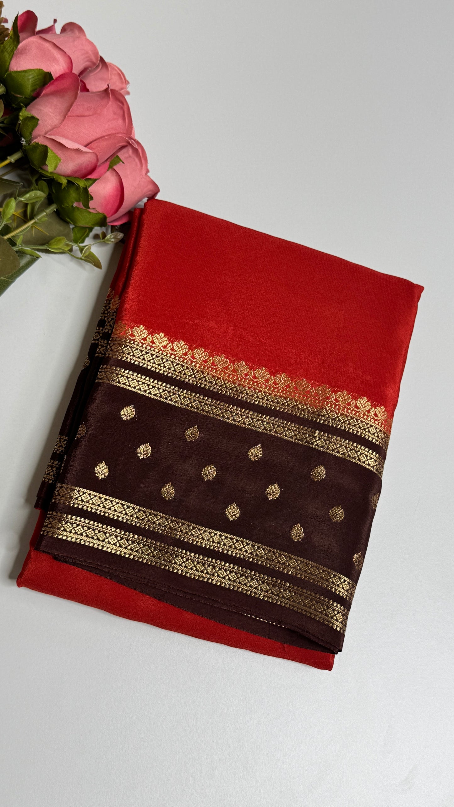 Semi Mysore Crepe with Gap Border Saree