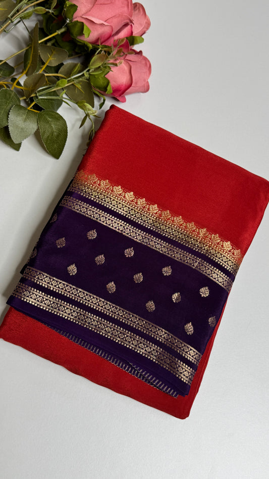 Semi Mysore Crepe with Gap Border Saree