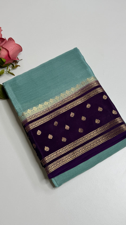 Semi Mysore Crepe with Gap Border Saree
