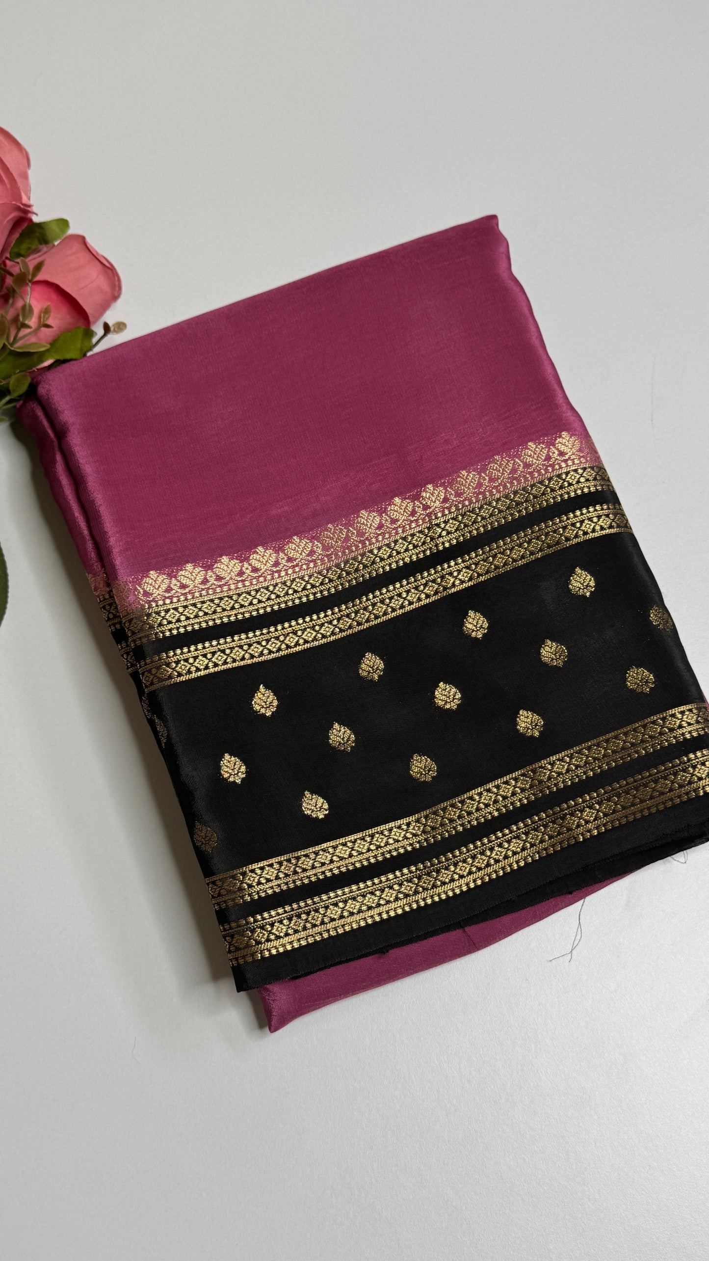 Semi Mysore Crepe with Gap Border Saree