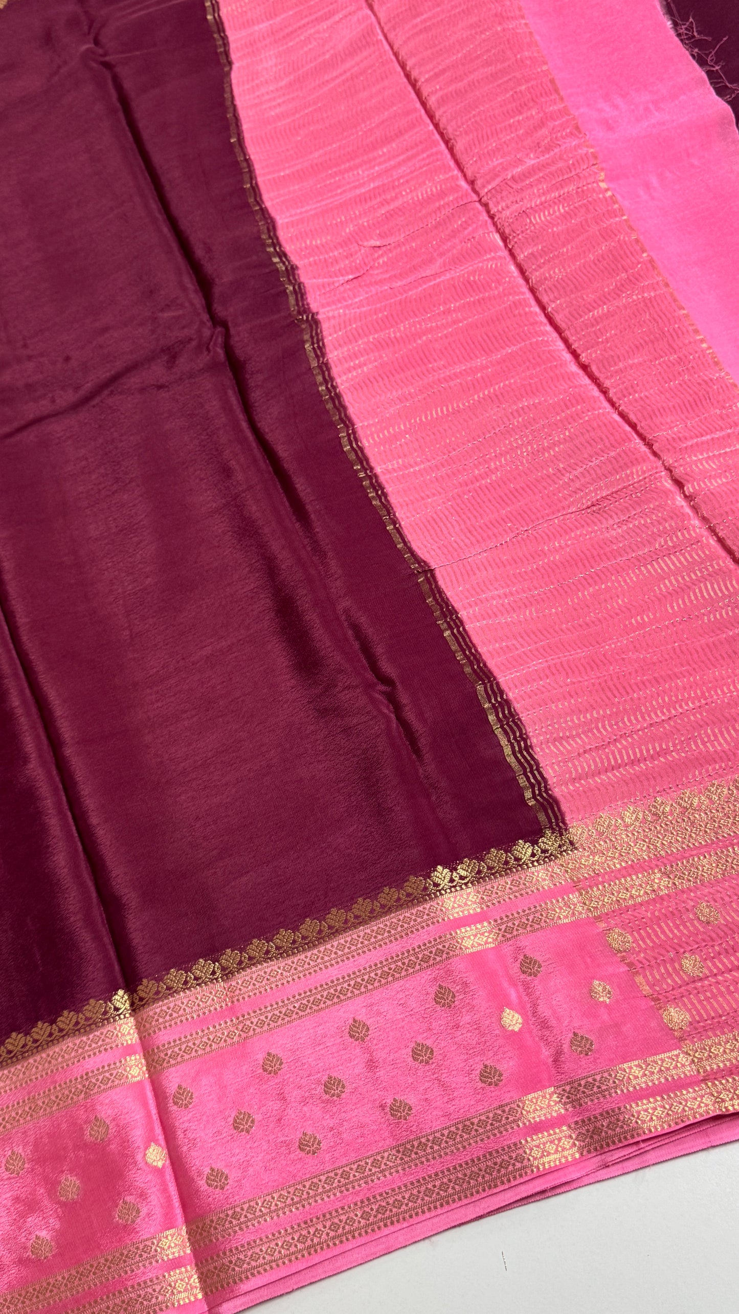 Semi Mysore Crepe with Gap Border Saree