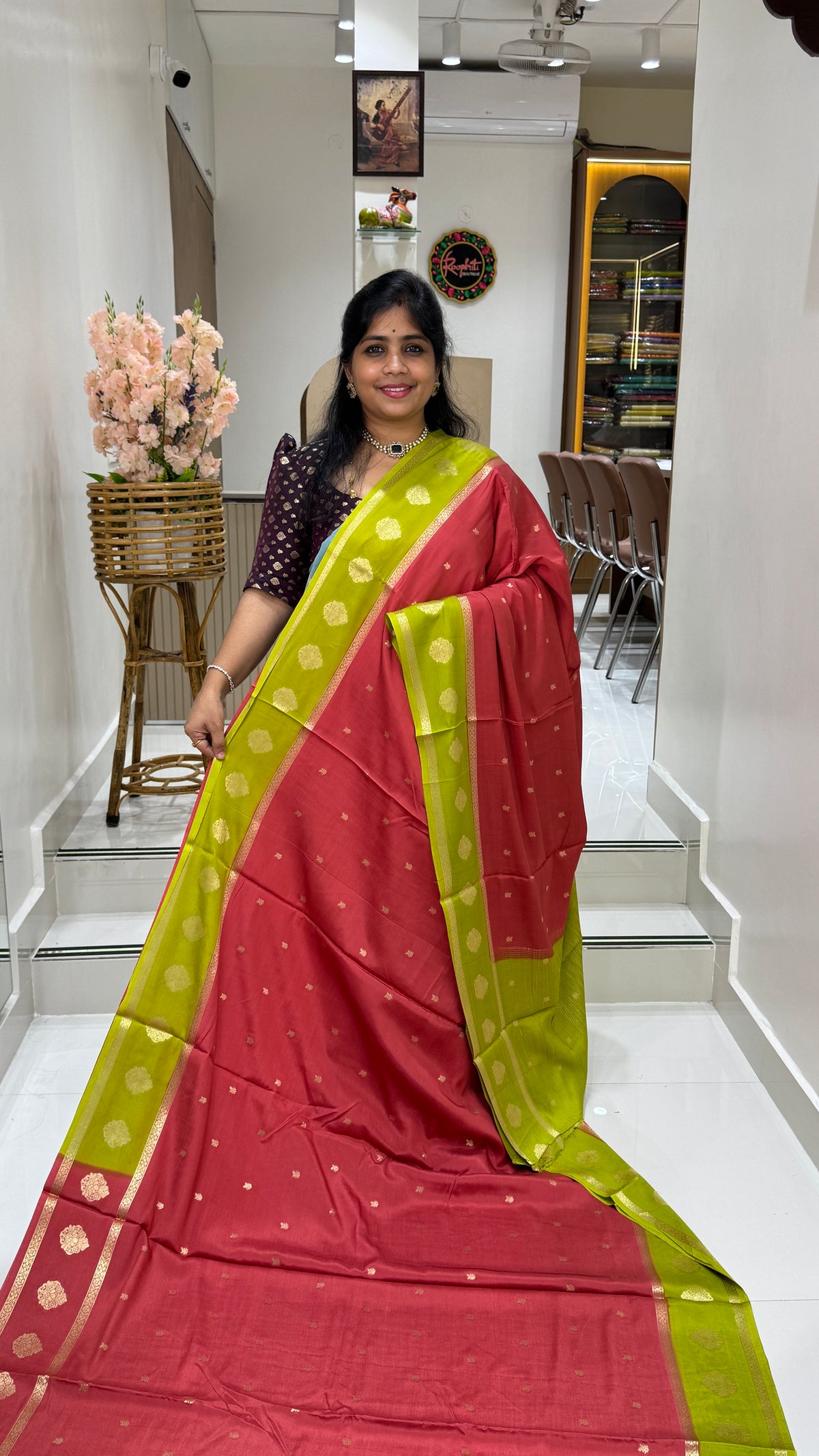 Checks Semi Mysore Silk Saree