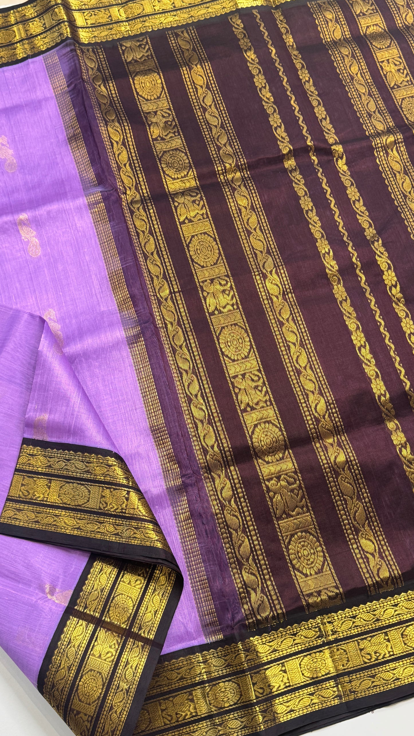 Pure Silk Cotton Saree with Korvai Borders