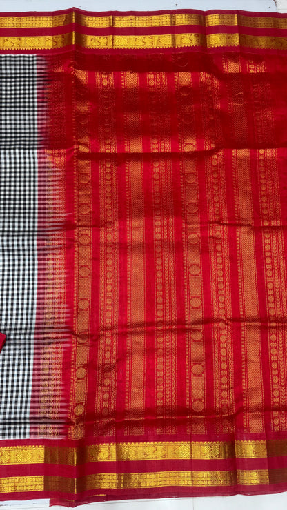 Checks Pure Silk Cotton with Korvai Border