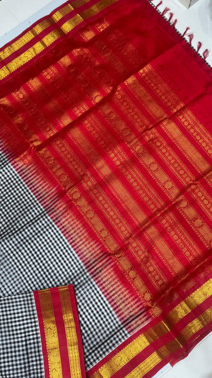 Checks Pure Silk Cotton with Korvai Border
