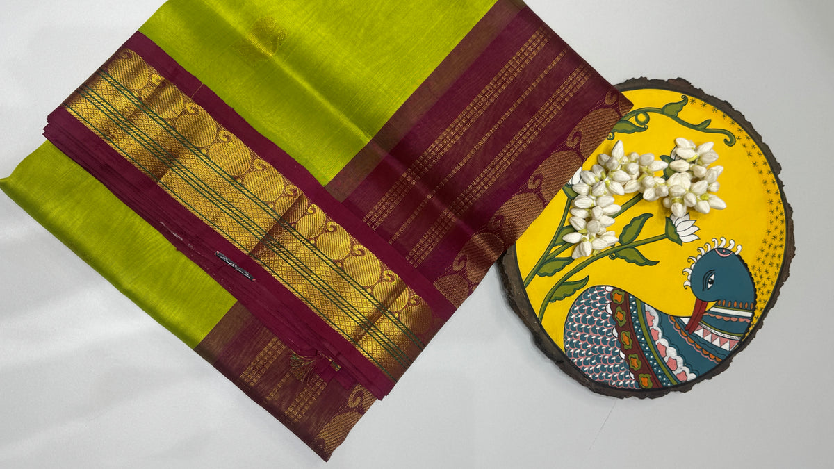 Butta Pure Silk Cotton Saree with Korvai Border