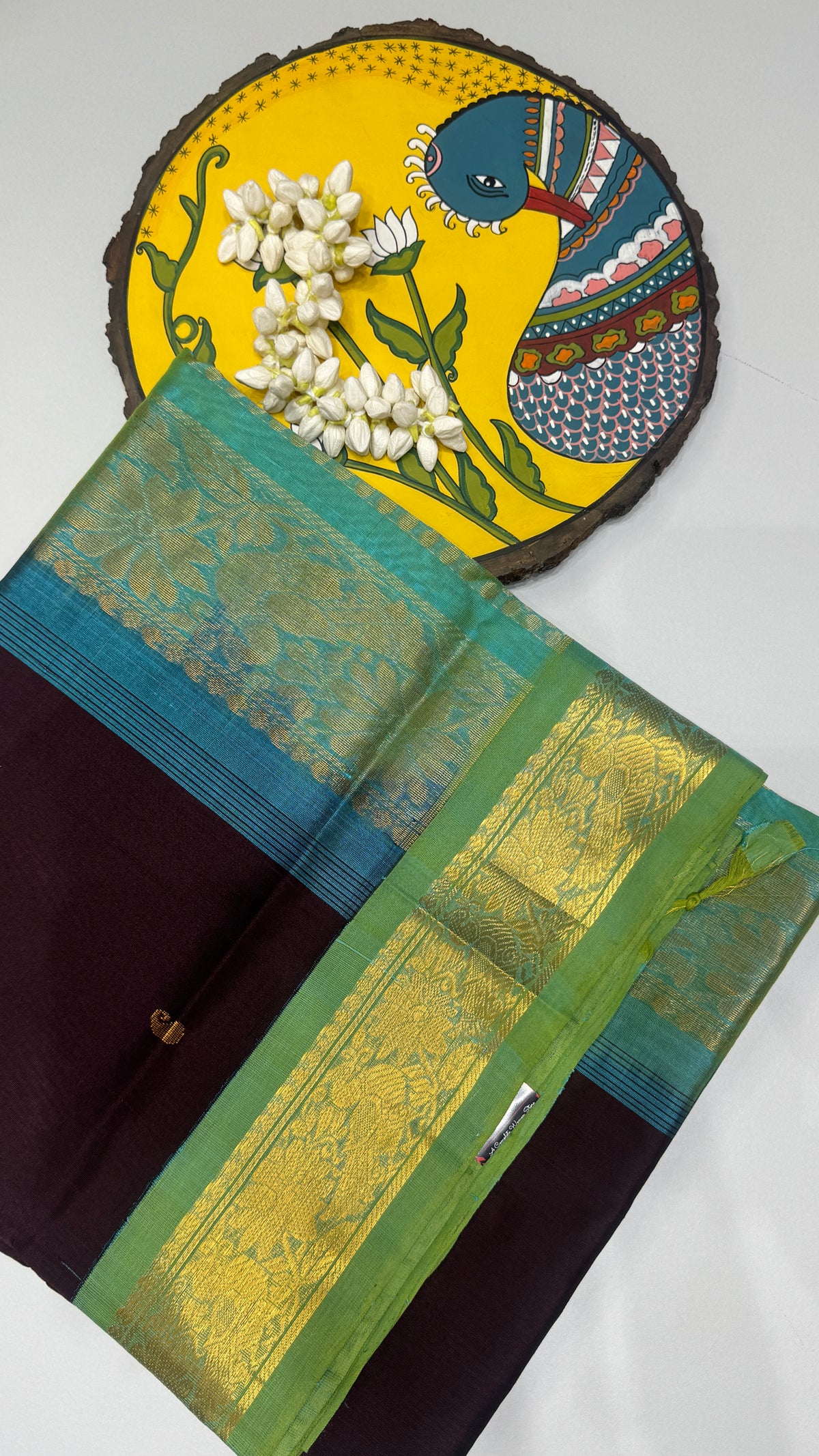 Butta Pure Silk Cotton Saree with Korvai Border