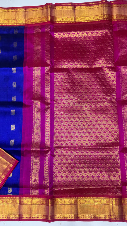 Butta Pure Silk Cotton Saree with Korvai Border