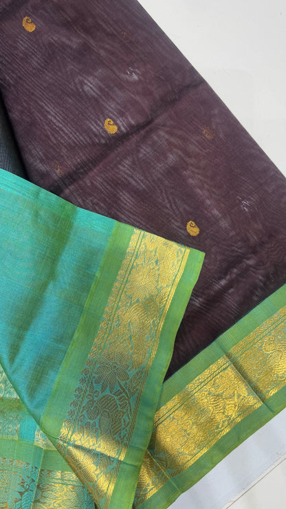 Butta Pure Silk Cotton Saree with Korvai Border