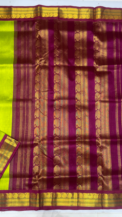Butta Pure Silk Cotton Saree with Korvai Border