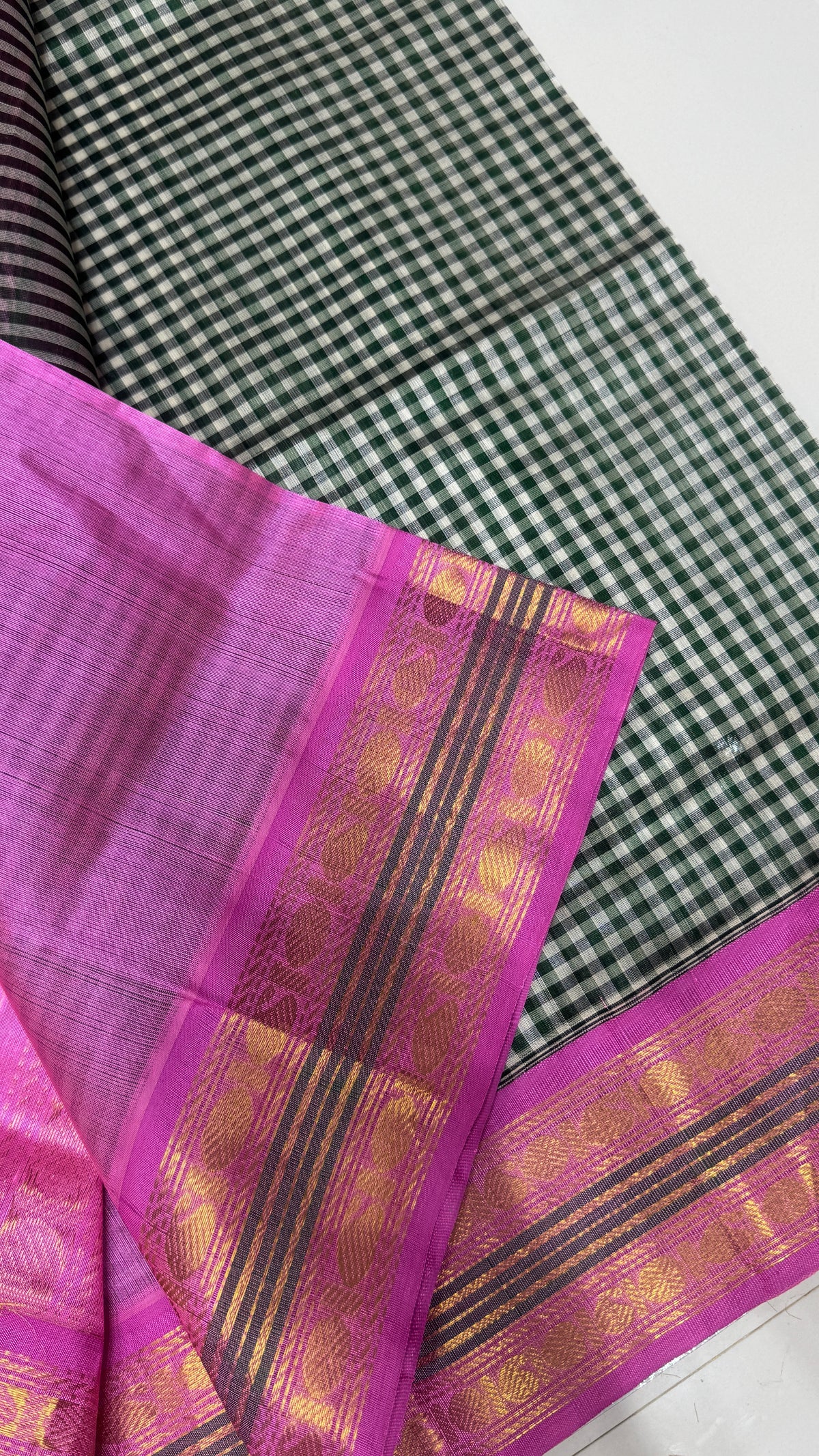 Checks Pure Silk Cotton with Korvai Border