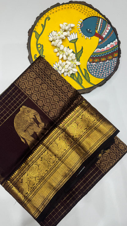 Zari Checks Pure Silk Cotton Saree