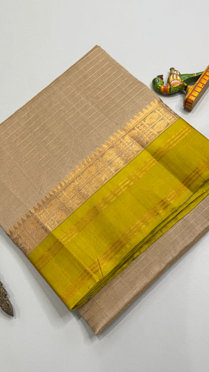 Pure Silk Cotton Saree with Korvai Borders