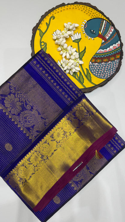 Zari Checks Pure Silk Cotton Saree