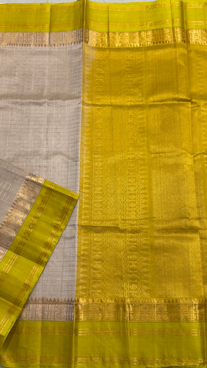 Checks Pure Silk Cotton with Korvai Border