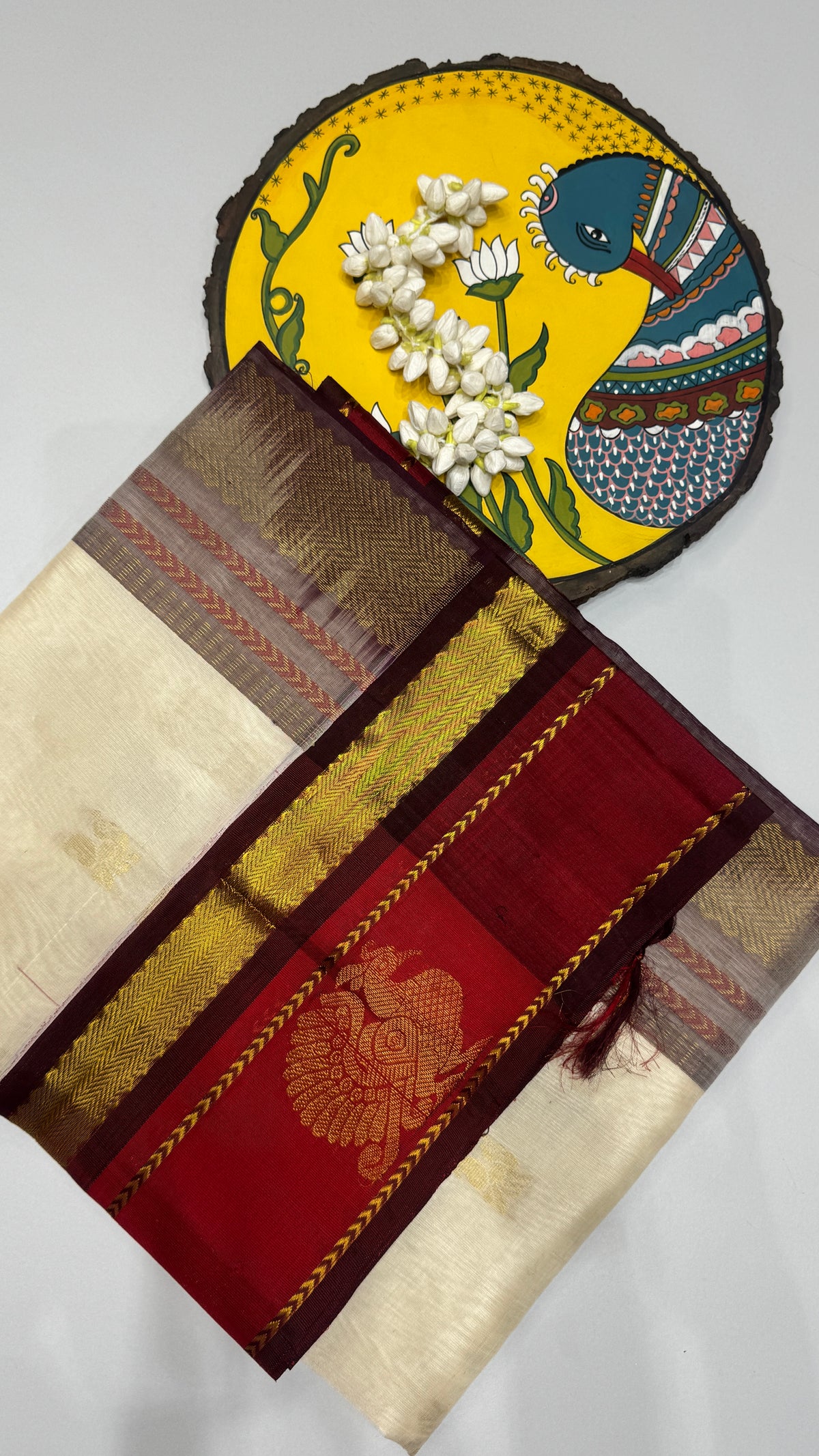 Butta Pure Silk Cotton Saree with Korvai Border
