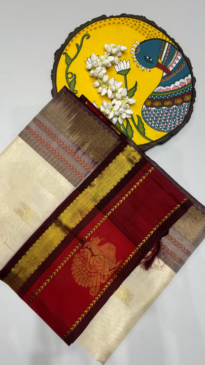 Butta Pure Silk Cotton Saree with Korvai Border
