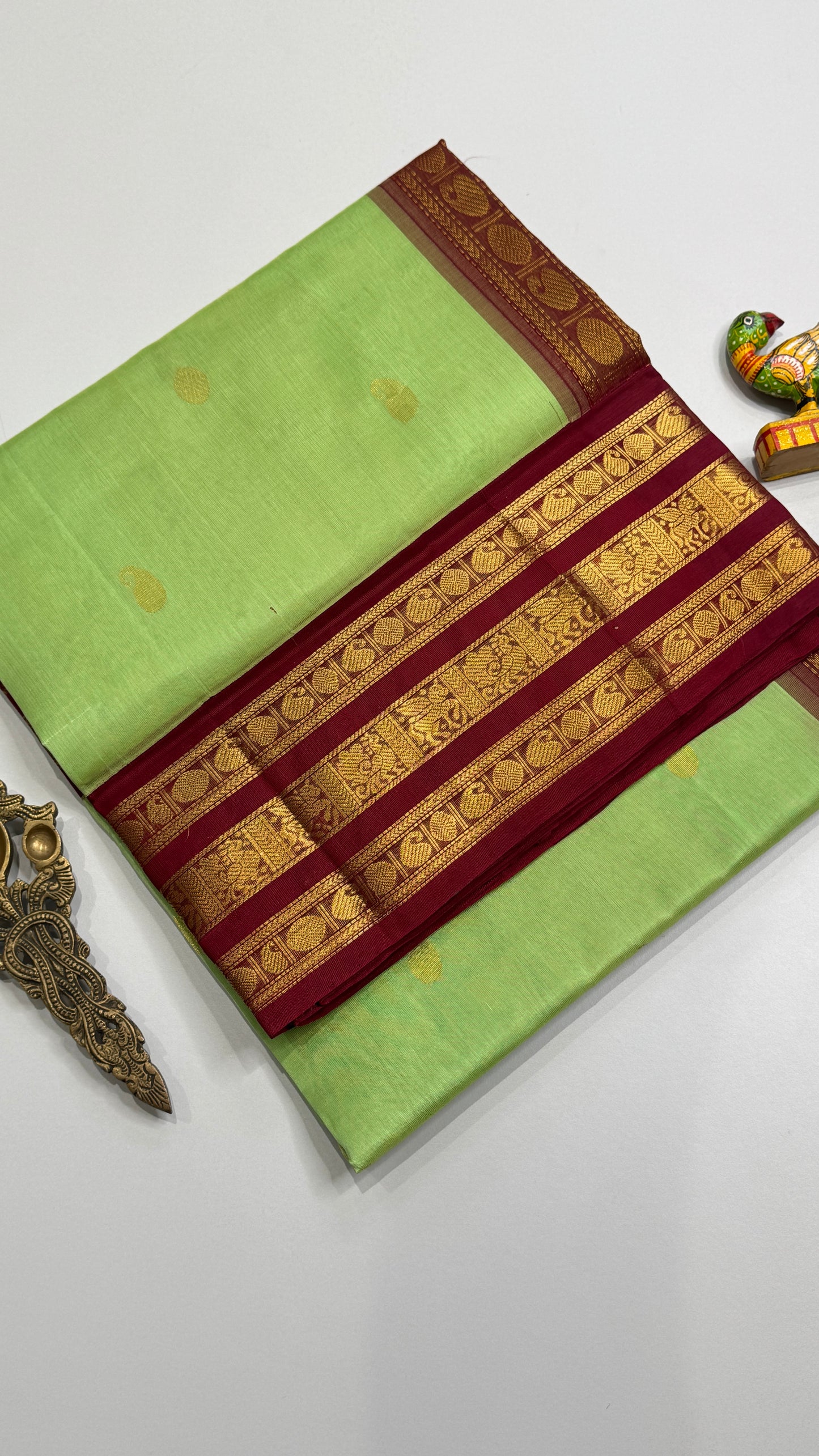 Pure Silk Cotton Saree with Korvai Borders