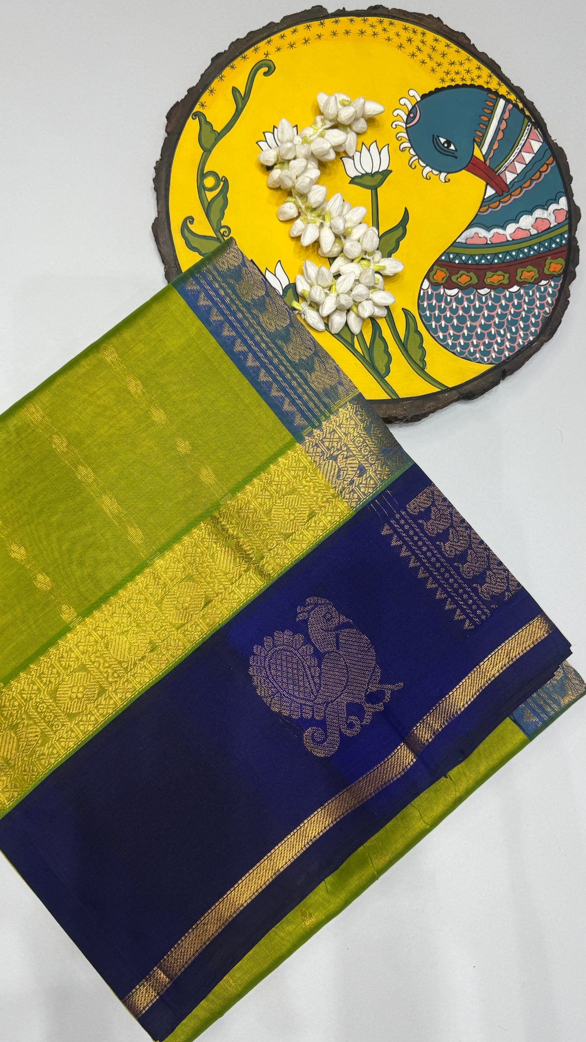 Butta Pure Silk Cotton Saree with Korvai Border