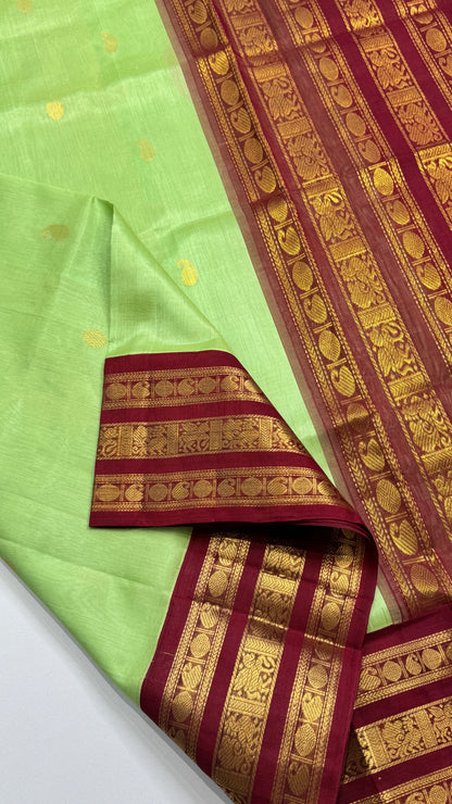 Pure Silk Cotton Saree with Korvai Borders