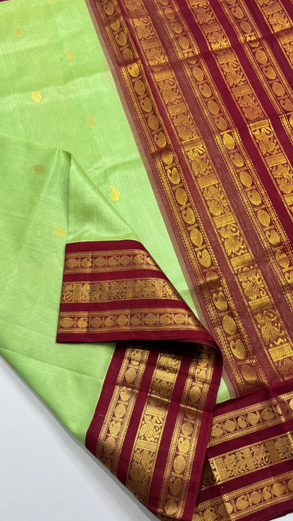 Pure Silk Cotton Saree with Korvai Borders