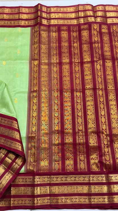Pure Silk Cotton Saree with Korvai Borders