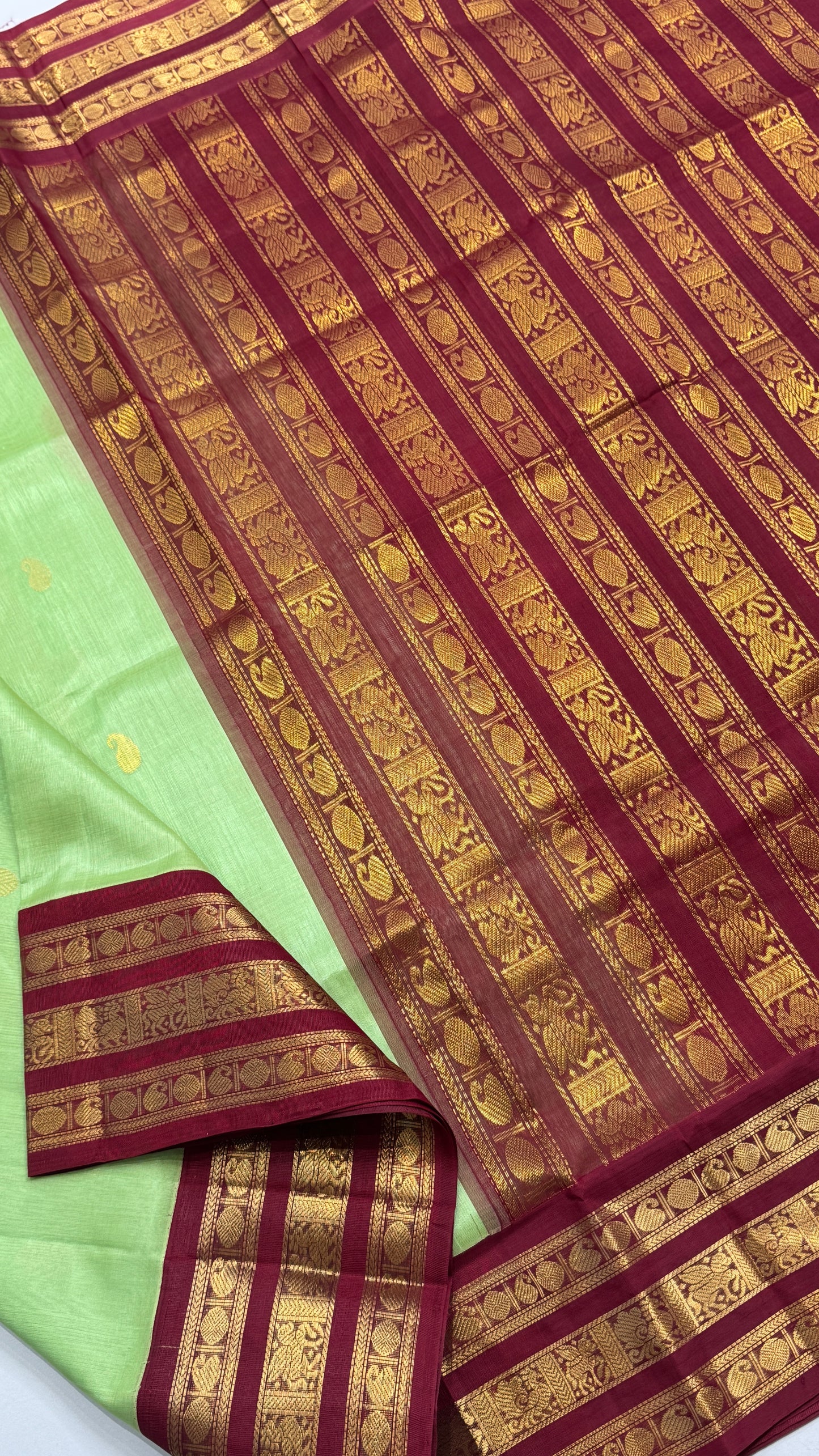 Pure Silk Cotton Saree with Korvai Borders