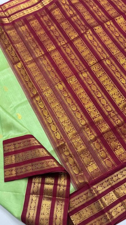 Pure Silk Cotton Saree with Korvai Borders