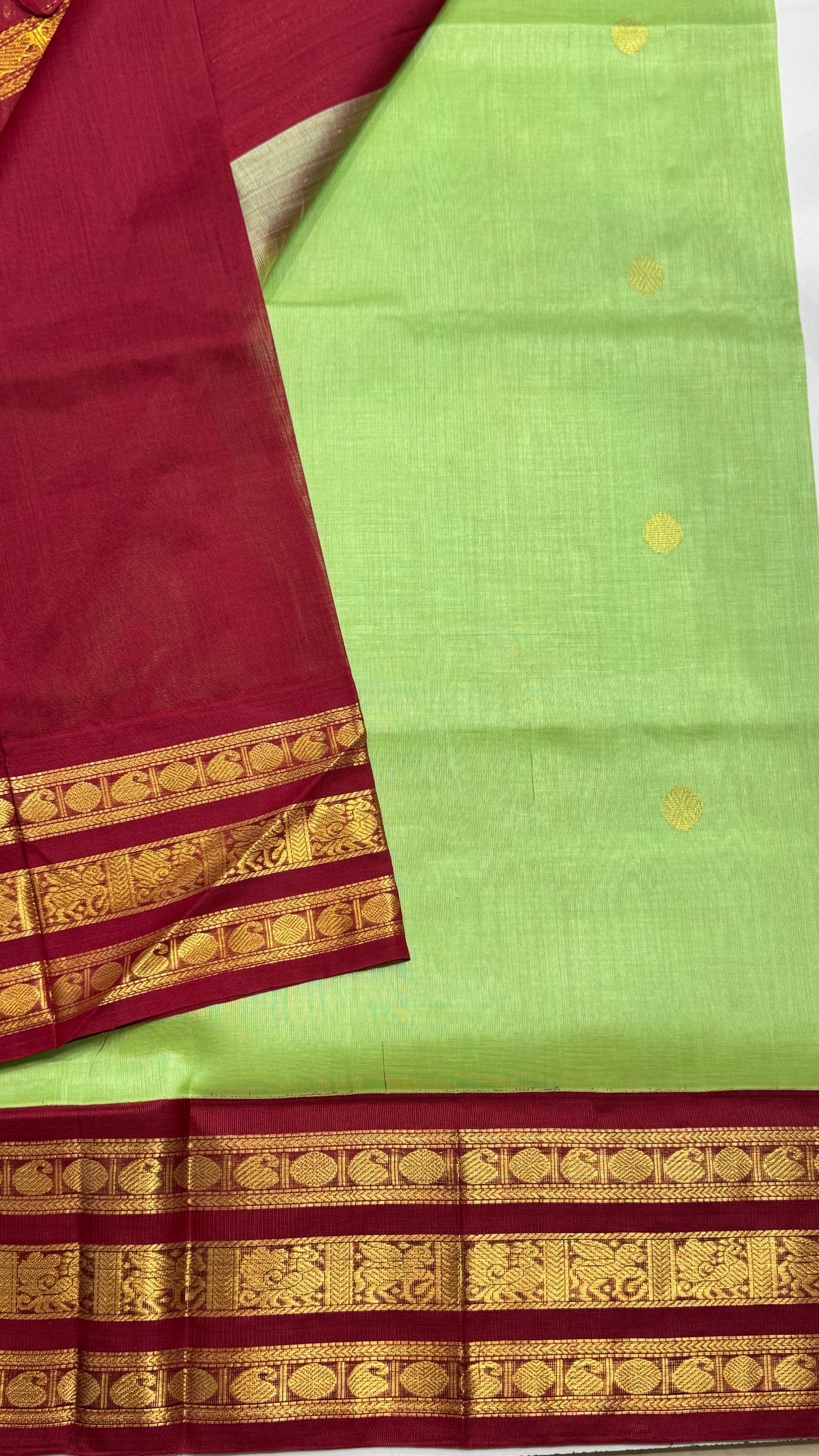 Pure Silk Cotton Saree with Korvai Borders