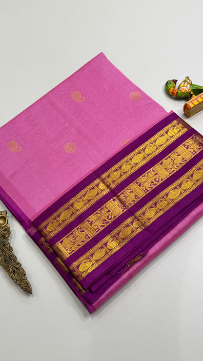 Pure Silk Cotton Saree with Korvai Borders