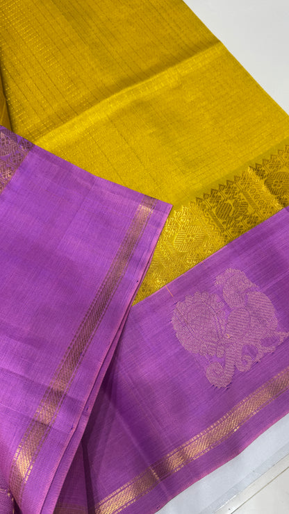 Zari Checks Pure Silk Cotton Saree with Korvai Border