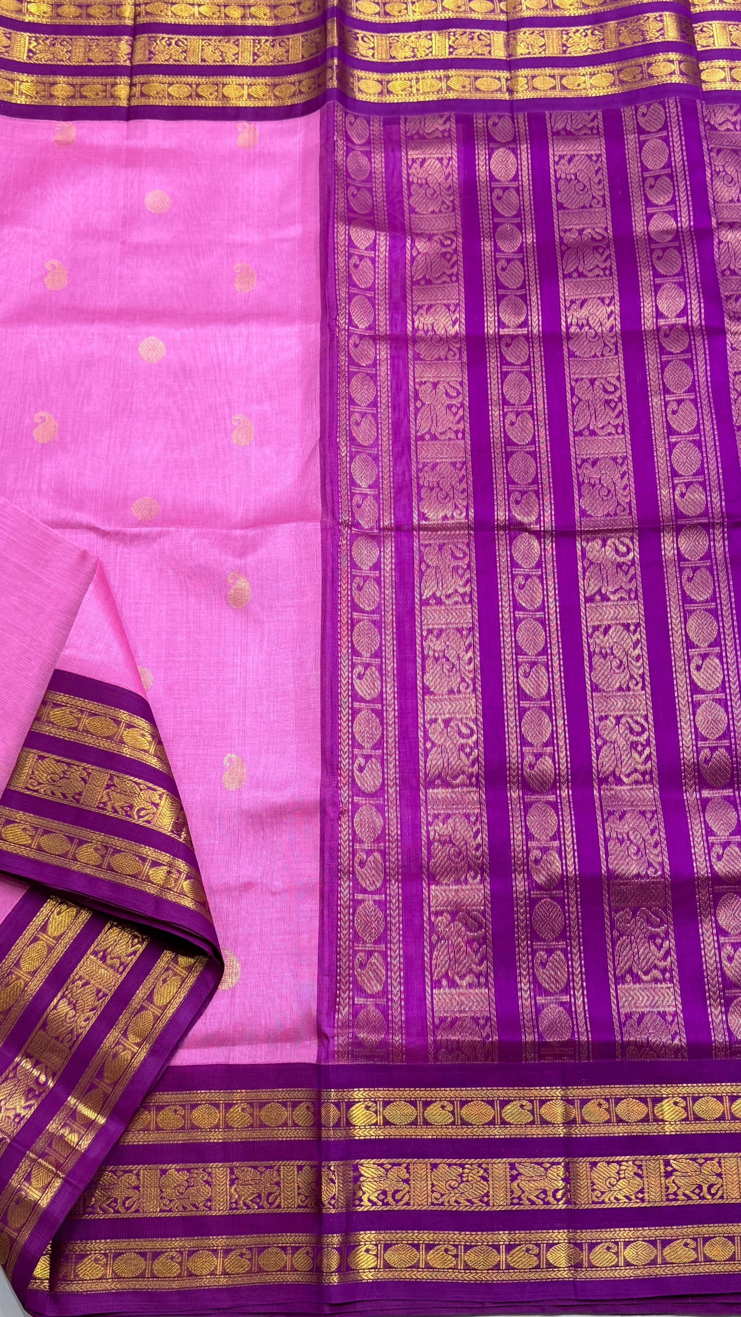 Pure Silk Cotton Saree with Korvai Borders