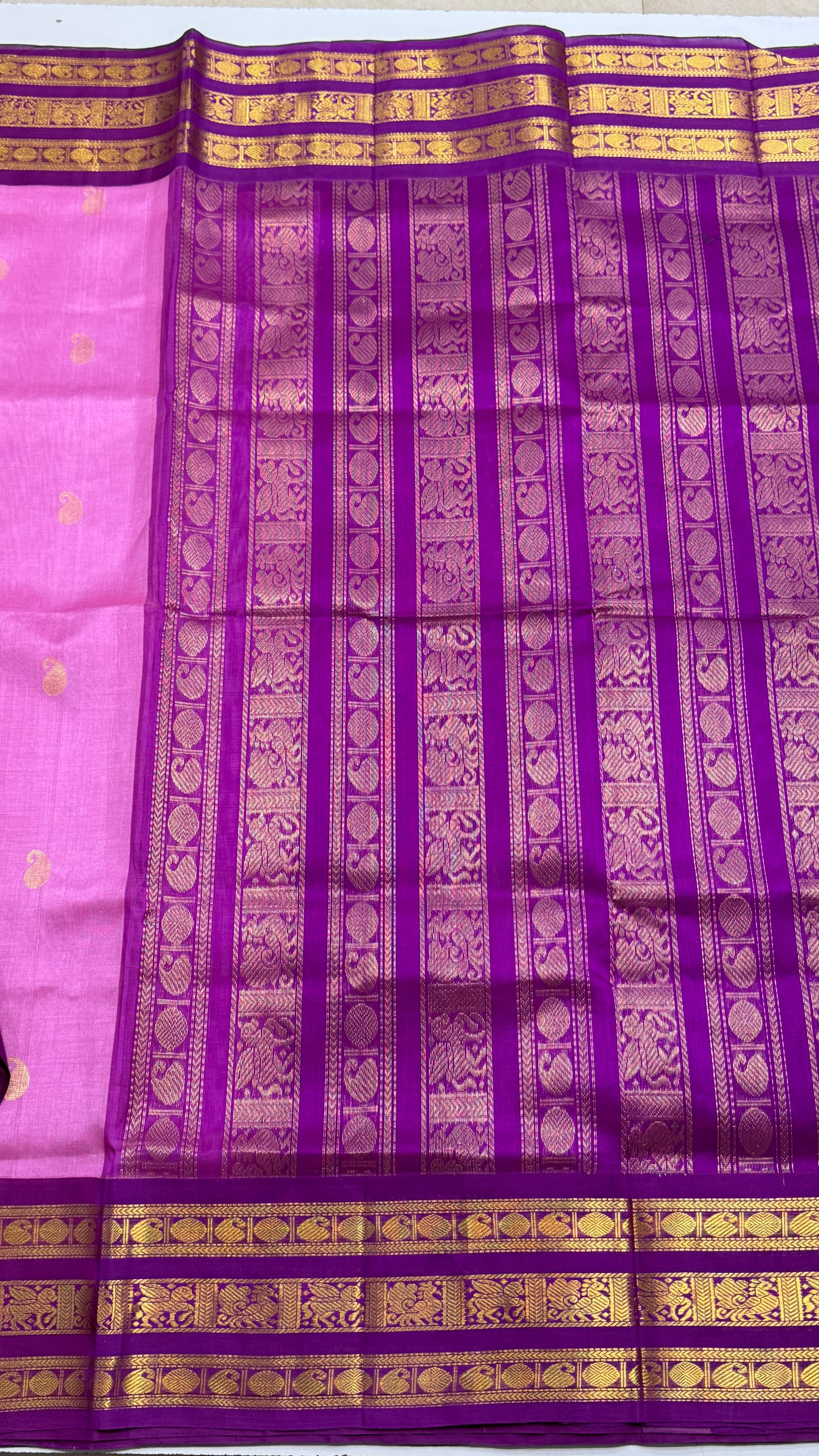 Pure Silk Cotton Saree with Korvai Borders