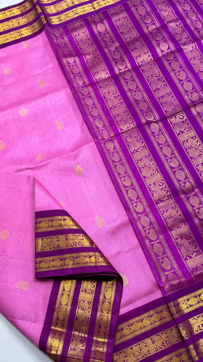 Pure Silk Cotton Saree with Korvai Borders