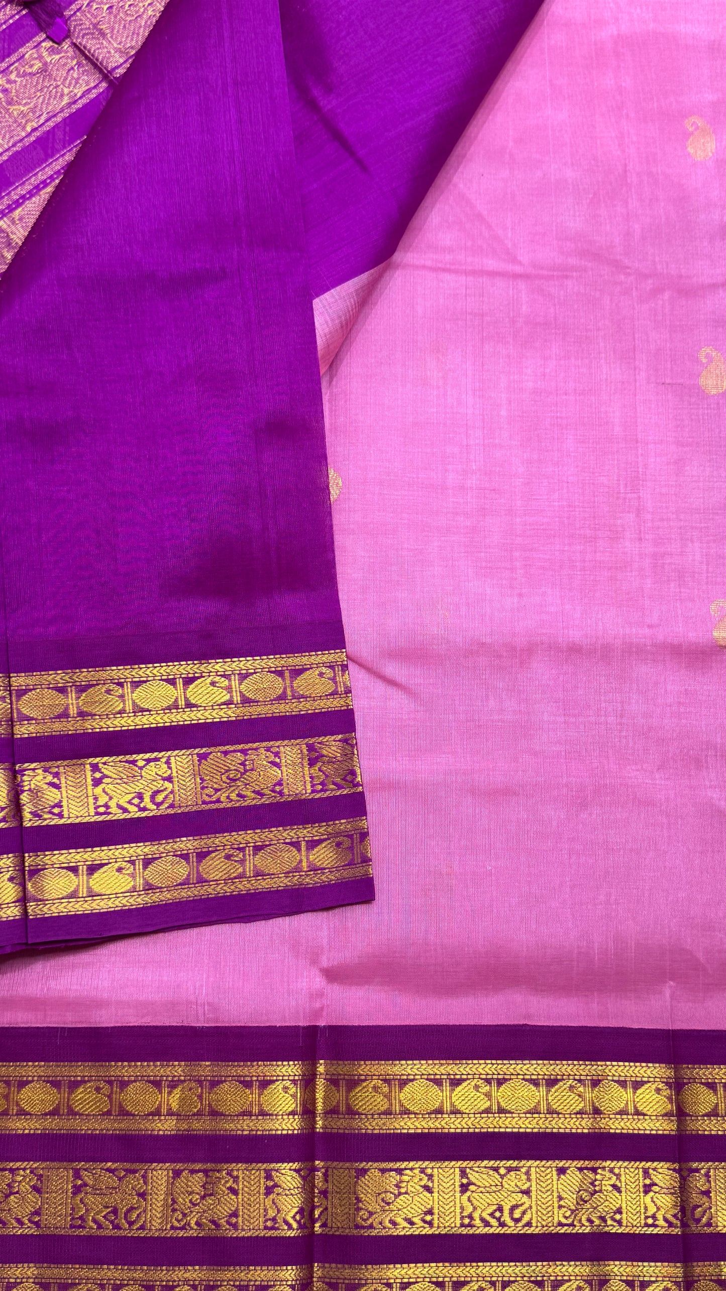 Pure Silk Cotton Saree with Korvai Borders