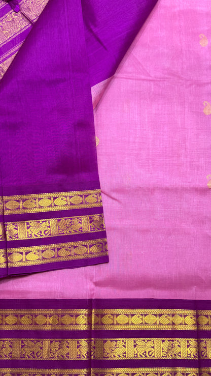 Pure Silk Cotton Saree with Korvai Borders